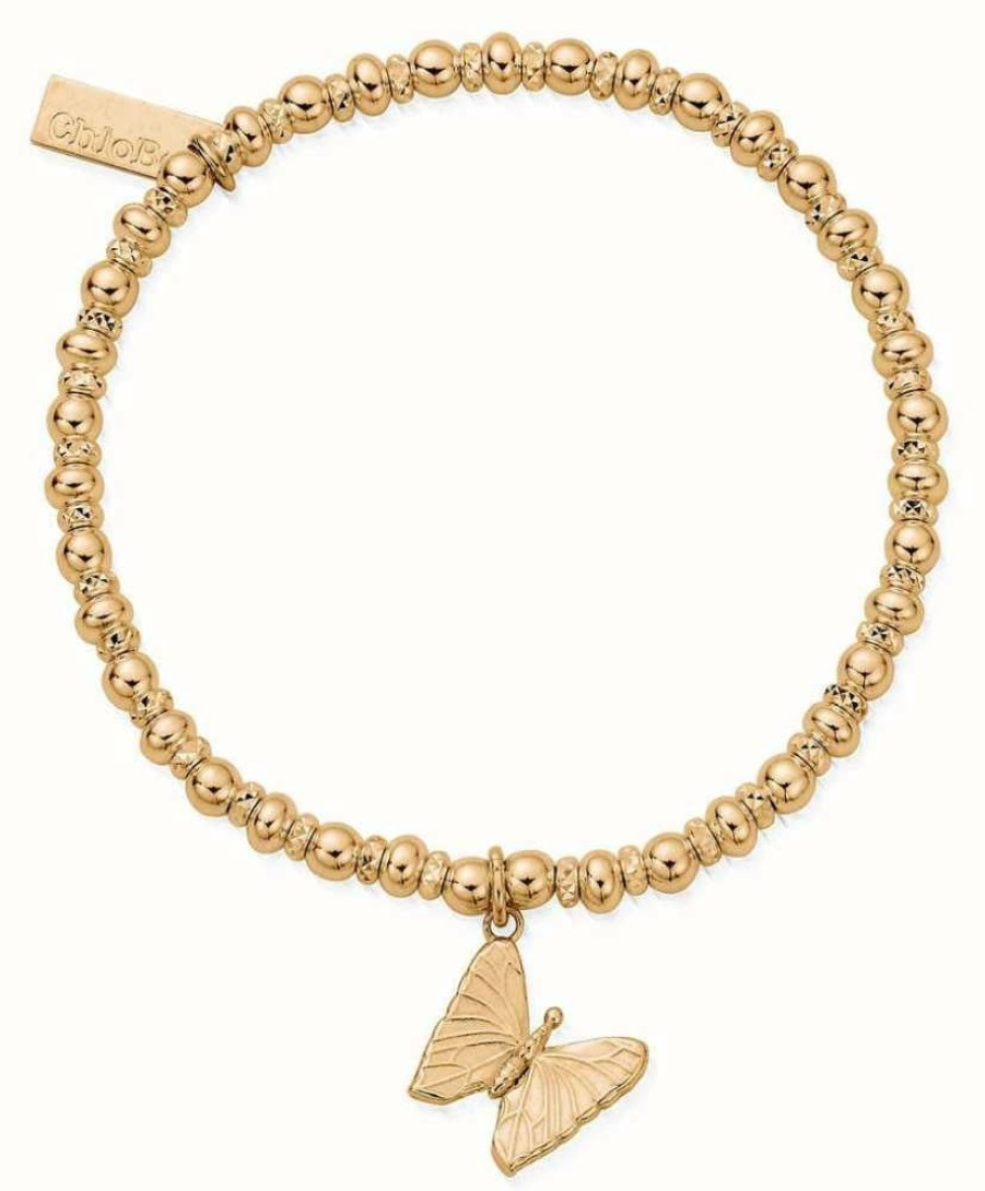 Jewelry ChloBo Jewellery | Chlobo Didi Sparkle Butterfly Bracelet Gold Plated