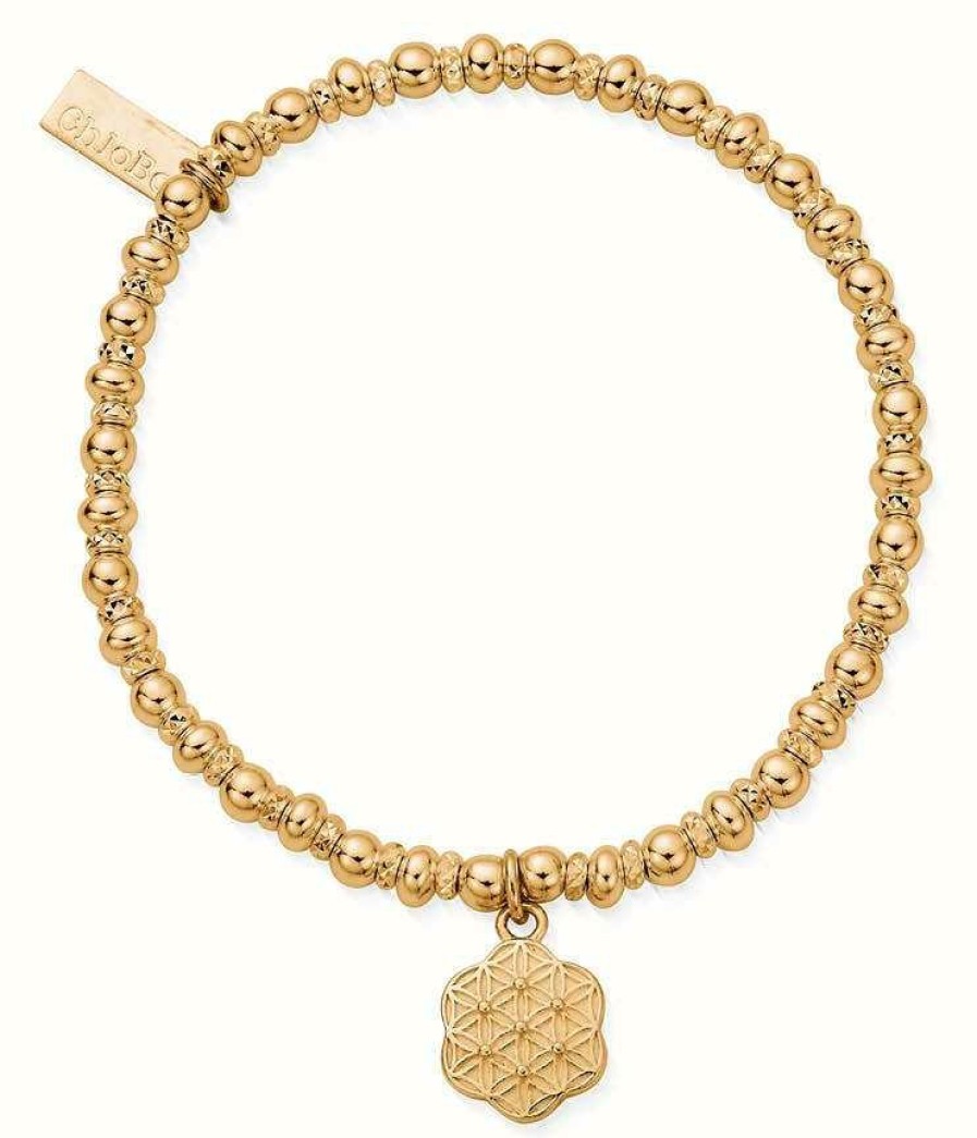 Jewelry ChloBo Jewellery | Chlobo Didi Sparkle Flower Of Life Bracelet Gold Plated