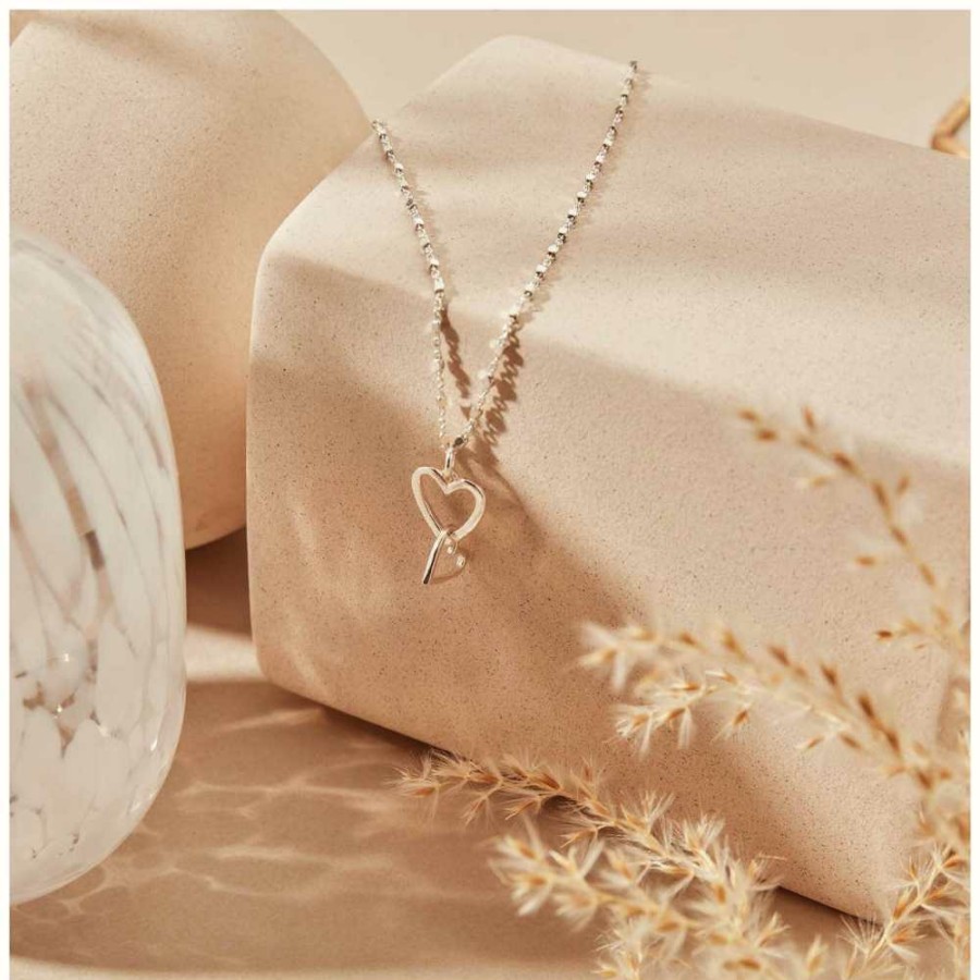 Jewelry ChloBo Jewellery | Chlobo Delicate Cube Interlocking Love Heart Necklace Sterling Silver