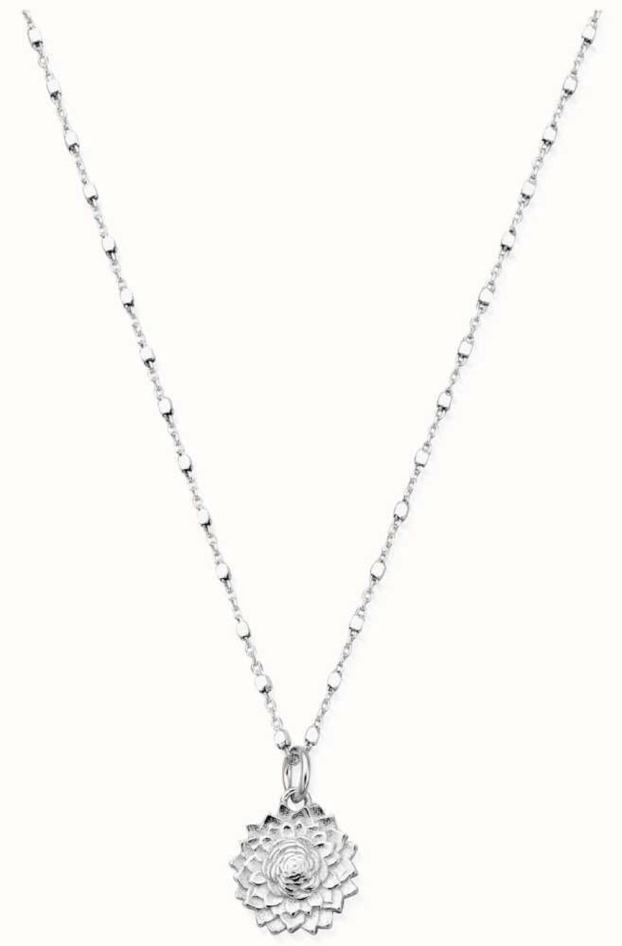 Jewelry ChloBo Jewellery | Chlobo Delicate Cube Chain Sunflower Necklace Sterling Silver