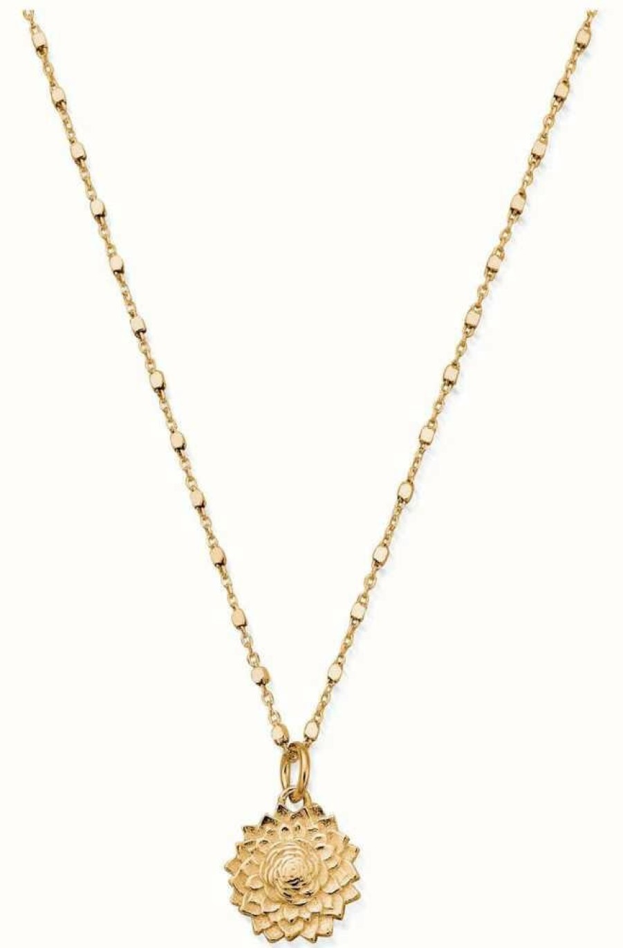 Jewelry ChloBo Jewellery | Chlobo Delicate Cube Chain Sunflower Necklace Gold Plated