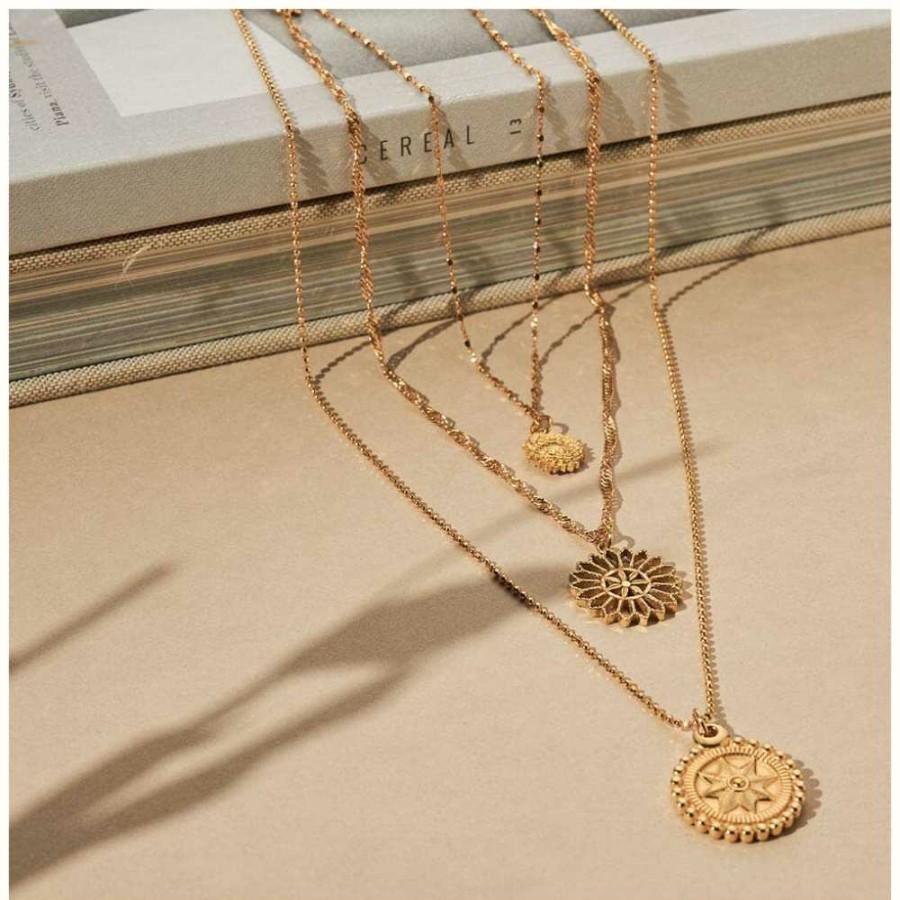 Jewelry ChloBo Jewellery | Chlobo Delicate Cube Chain Sunflower Necklace Gold Plated