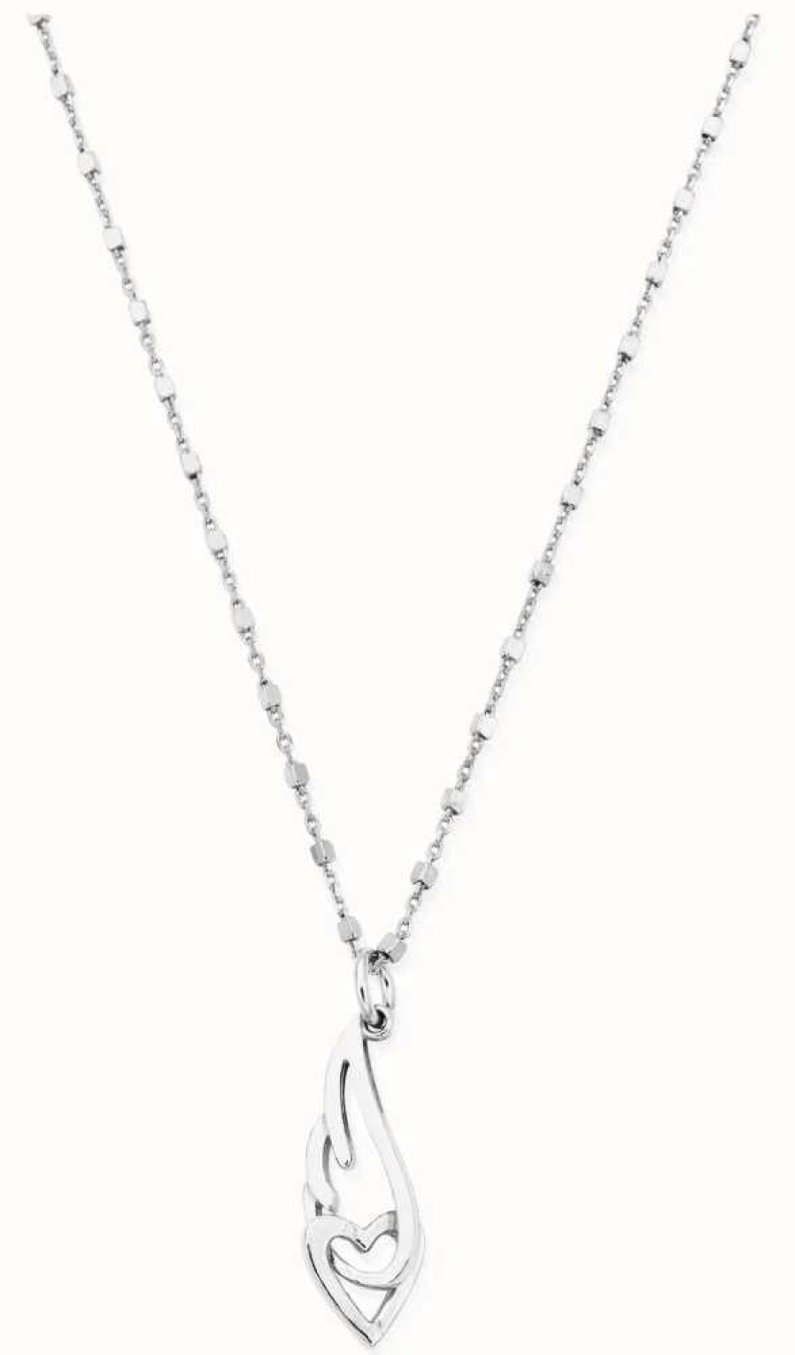 Jewelry ChloBo Jewellery | Chlobo Delicate Cube Chain Interlocking Heart And Angel Wing Necklace Sterling Silver