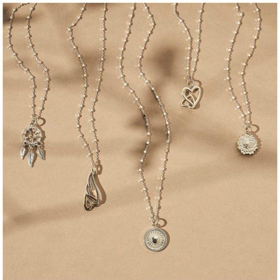 Jewelry ChloBo Jewellery | Chlobo Delicate Cube Chain Interlocking Heart And Angel Wing Necklace Sterling Silver