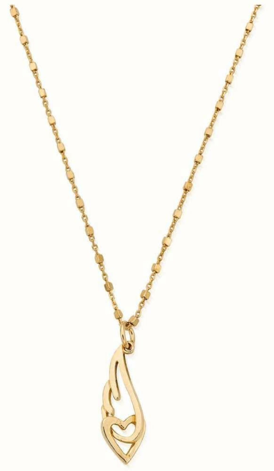 Jewelry ChloBo Jewellery | Chlobo Delicate Cube Chain Interlocking Heart And Angel Wing Necklace Gold Plated