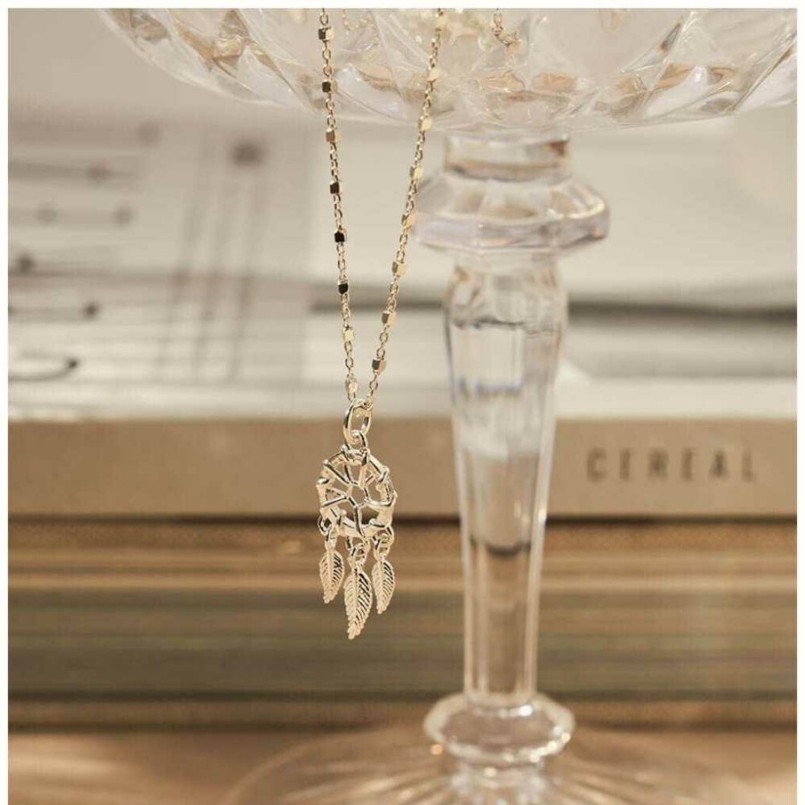 Jewelry ChloBo Jewellery | Chlobo Delicate Cube Chain Dream Catcher Necklace Sterling Silver