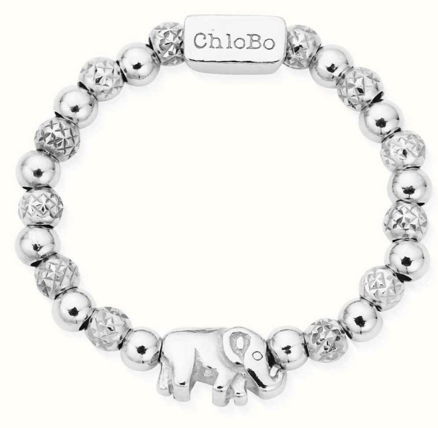 Jewelry ChloBo Jewellery | Chlobo Mini Lucky Elephant Ring Size Medium Sterling Silver