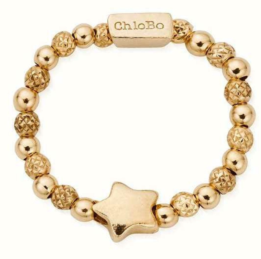 Jewelry ChloBo Jewellery | Chlobo Inset Star Ring Gold Plated Size Small