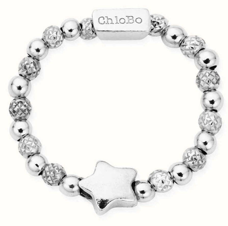 Jewelry ChloBo Jewellery | Chlobo Mini Inset Star Ring Size Medium Sterling Silver