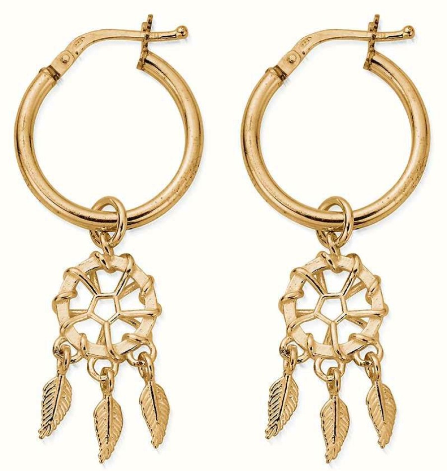 Jewelry ChloBo Jewellery | Chlobo Dream Catcher Hoop Earrings Gold Plated