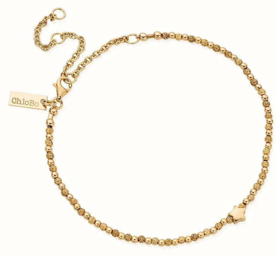 Jewelry ChloBo Jewellery | Chlobo Inset Star Anklet Gold Plated