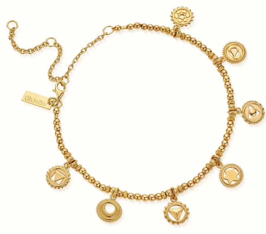 Jewelry ChloBo Jewellery | Chlobo Positive Vibes Anklet Gold Plated Sterling Silver