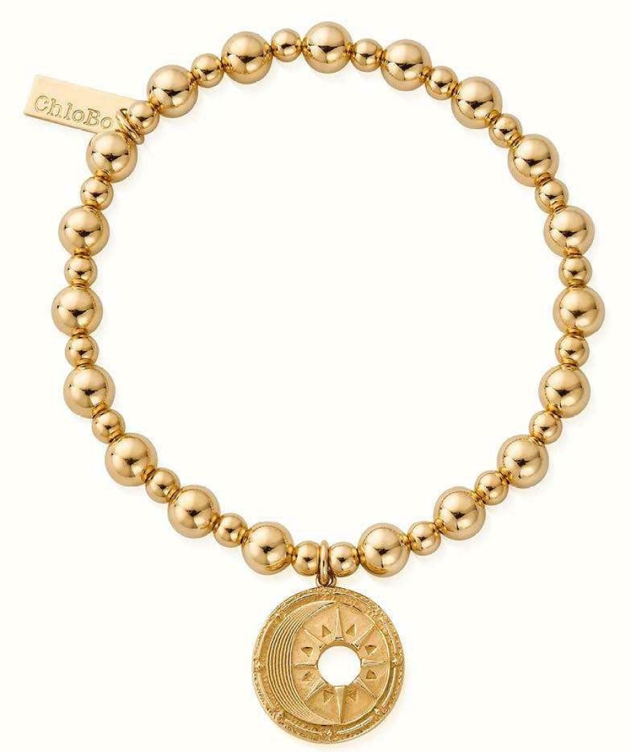 Jewelry ChloBo Jewellery | Chlobo Mini Small Ball Midnight Bracelet Gold Plated