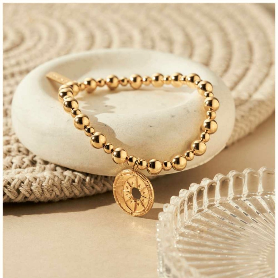 Jewelry ChloBo Jewellery | Chlobo Mini Small Ball Midnight Bracelet Gold Plated