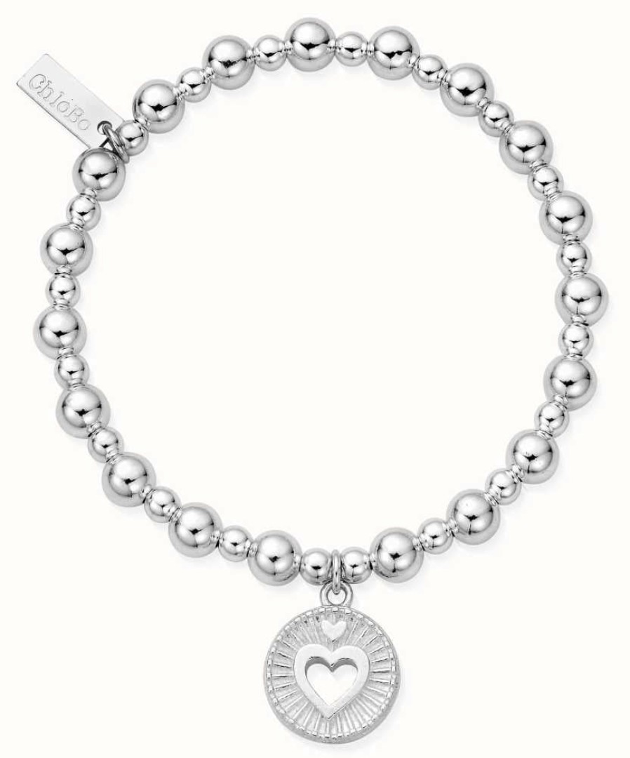 Jewelry ChloBo Jewellery | Chlobo Mini Small Ball Guiding Heart Bracelet Sterling Silver