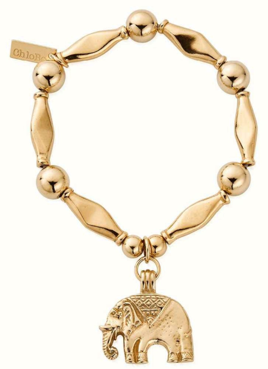 Jewelry ChloBo Jewellery | Chlobo Chunky Elephant Charm Gold Plated Bracelet