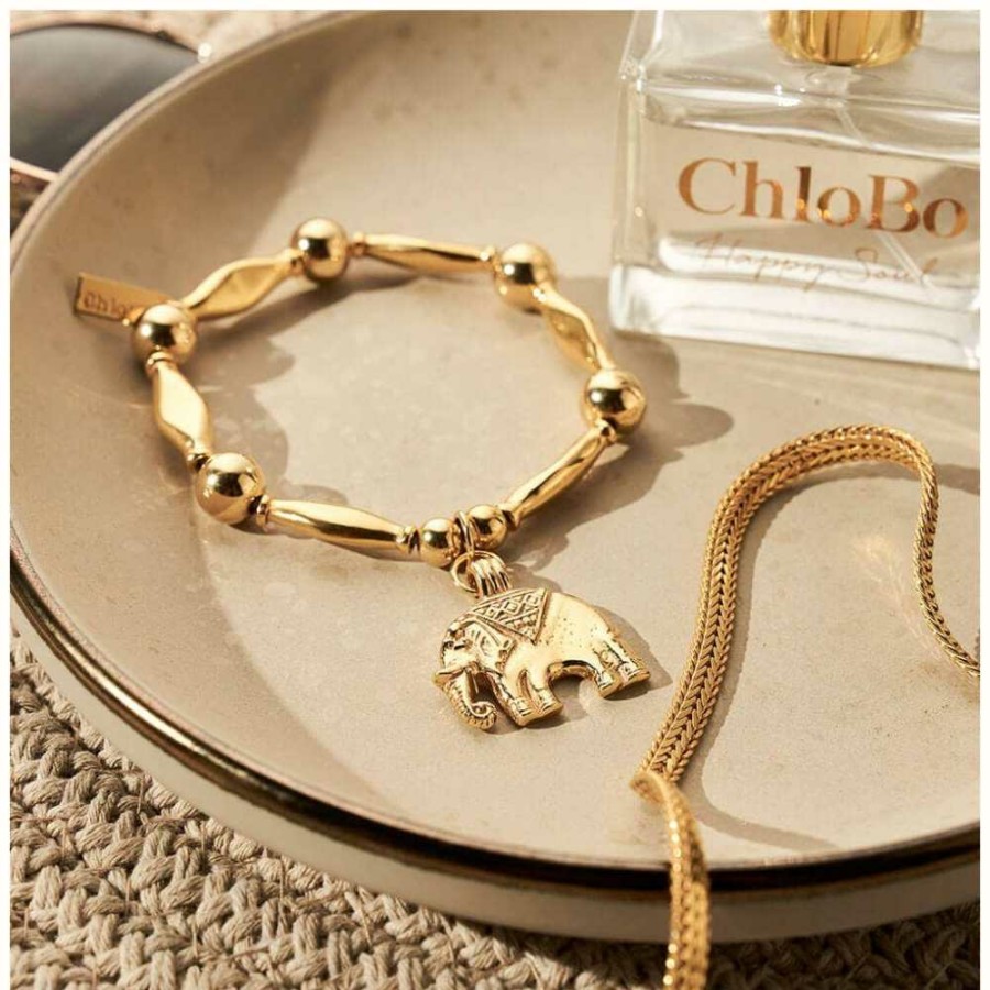 Jewelry ChloBo Jewellery | Chlobo Chunky Elephant Charm Gold Plated Bracelet