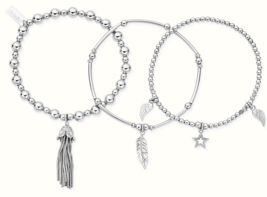 Jewelry ChloBo Jewellery | Chlobo Guidance Stack Of 3 Bracelet Set Sterling Silver