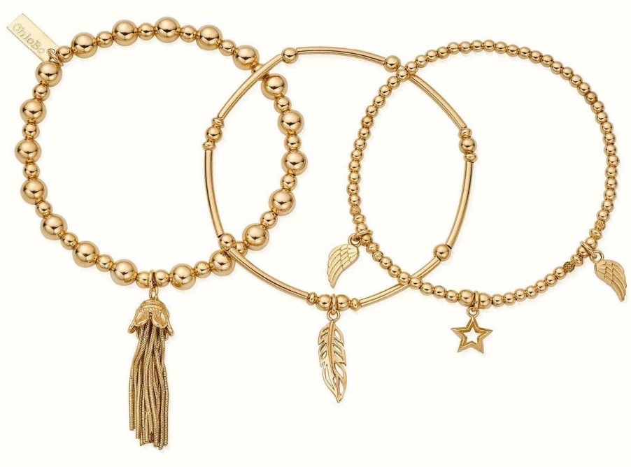 Jewelry ChloBo Jewellery | Chlobo Guidance Stack Of 3 Bracelets Gold Plated