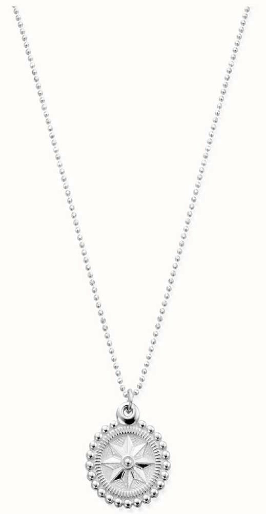 Jewelry ChloBo Jewellery | Chlobo Diamond Cut Chain With Bobble Compass Pendant Sterling Silver