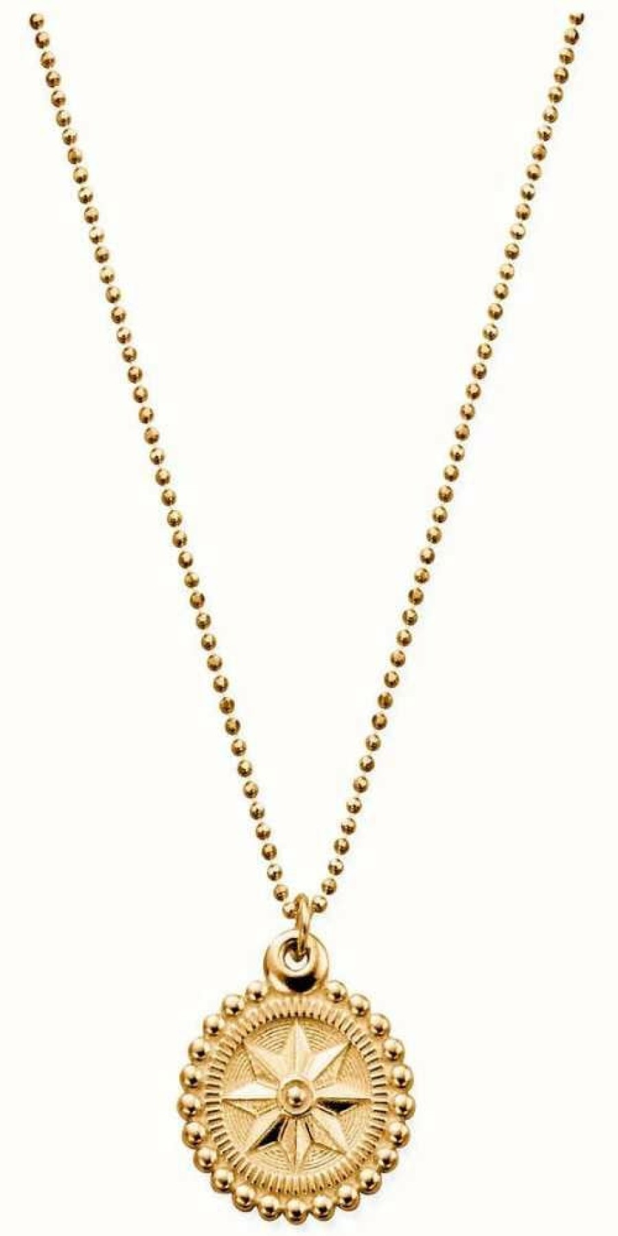 Jewelry ChloBo Jewellery | Chlobo Diamond Cut Chain With Bobble Compass Pendant Gold Plated