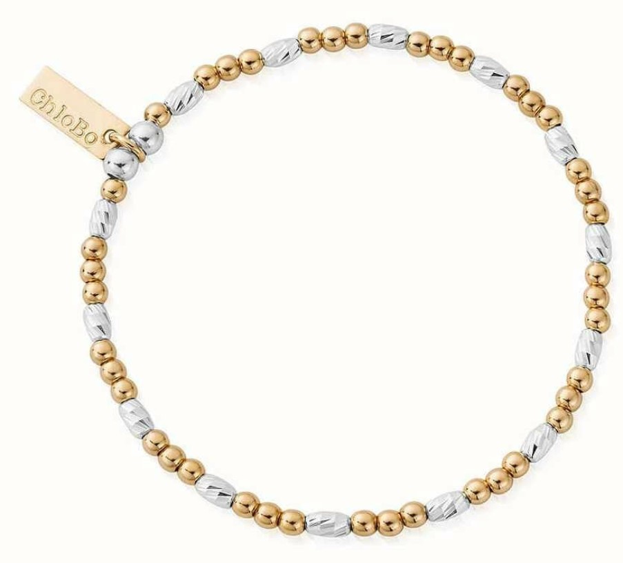 Jewelry ChloBo Jewellery | Chlobo Gold And Silver Mixed Metal Dainty Sparkle Bracelet