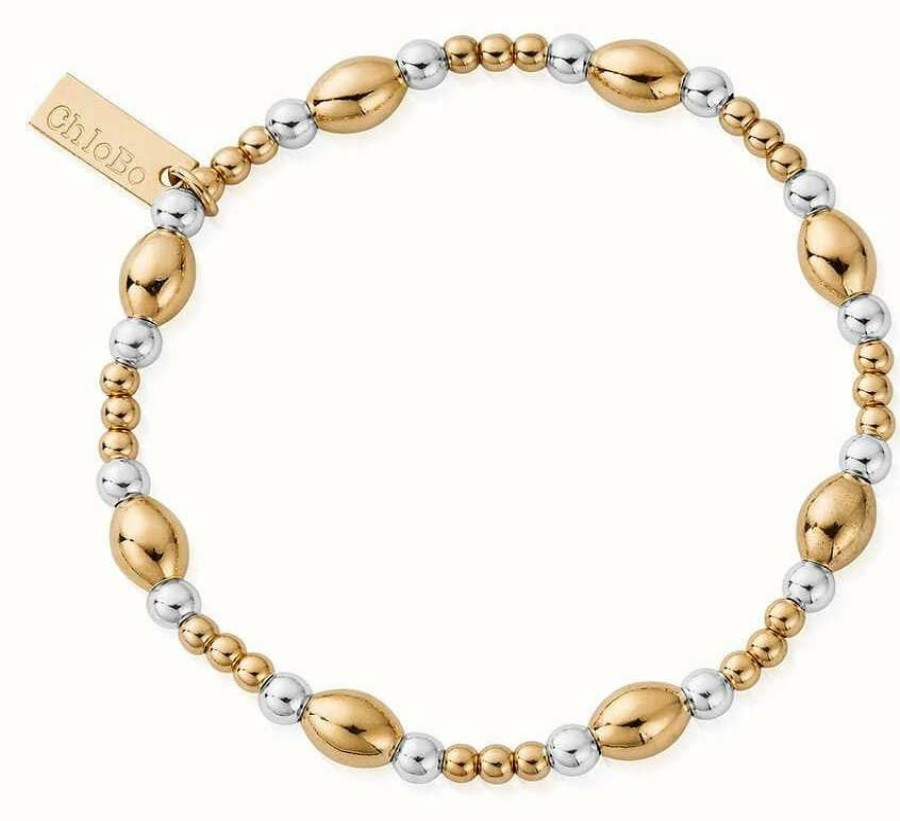 Jewelry ChloBo Jewellery | Chlobo Gold And Silver Mixed Metal Cute Oval Bracelet