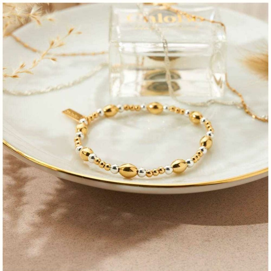 Jewelry ChloBo Jewellery | Chlobo Gold And Silver Mixed Metal Cute Oval Bracelet