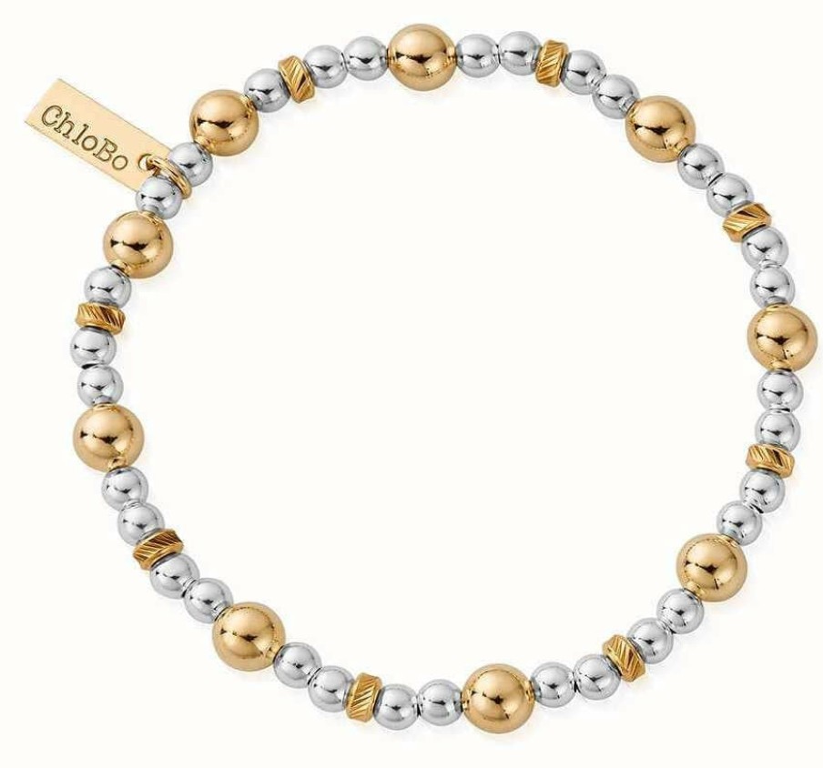 Jewelry ChloBo Jewellery | Chlobo Mixed Metal Sparkle Ball Bracelet