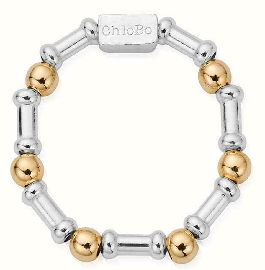 Jewelry ChloBo Jewellery | Chlobo Gold And Silver Mixed Metal Rhythm Of Water Ring Size Small