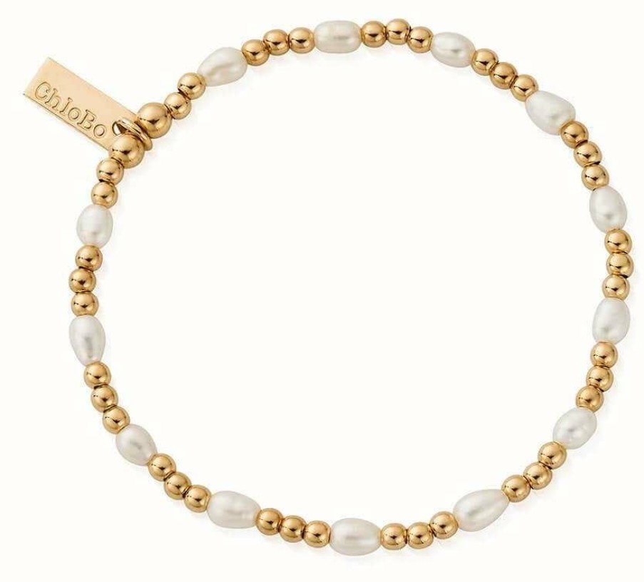 Jewelry ChloBo Jewellery | Chlobo Cute Charm Pearl Bracelet Gold Plated