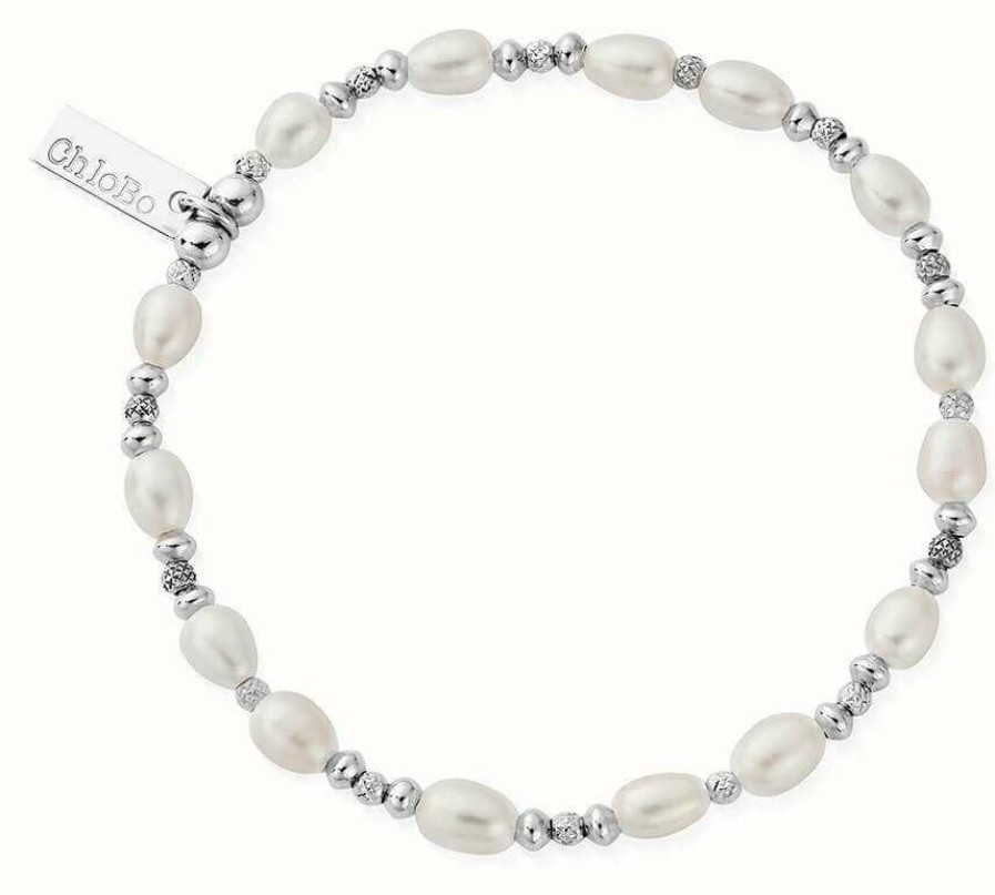 Jewelry ChloBo Jewellery | Chlobo Sparkle Pearl Bracelet Sterling Silver