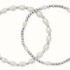 Jewelry ChloBo Jewellery | Chlobo Pearl Set Of 2 Layering Bracelets Sterling Silver