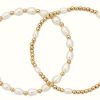 Jewelry ChloBo Jewellery | Chlobo Set Of Two Pearl Layering Bracelets Gold Plated