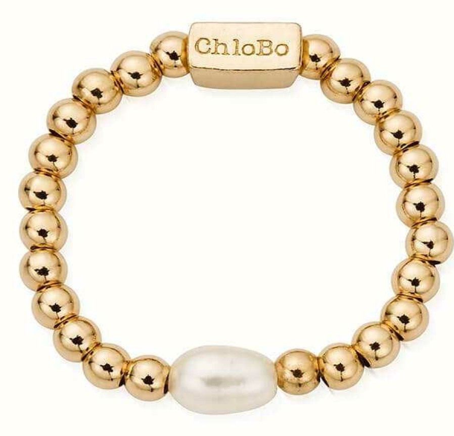 Jewelry ChloBo Jewellery | Chlobo Mini Pearl Ring Gold Plated Size Small