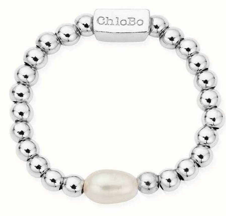 Jewelry ChloBo Jewellery | Chlobo Mini Pearl Ring Size Medium Sterling Silver