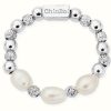 Jewelry ChloBo Jewellery | Chlobo Triple Sparkle Pearl Ring Size Small Sterling Silver