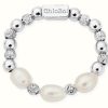 Jewelry ChloBo Jewellery | Chlobo Triple Sparkle Pearl Ring Sterling Silver Size Large