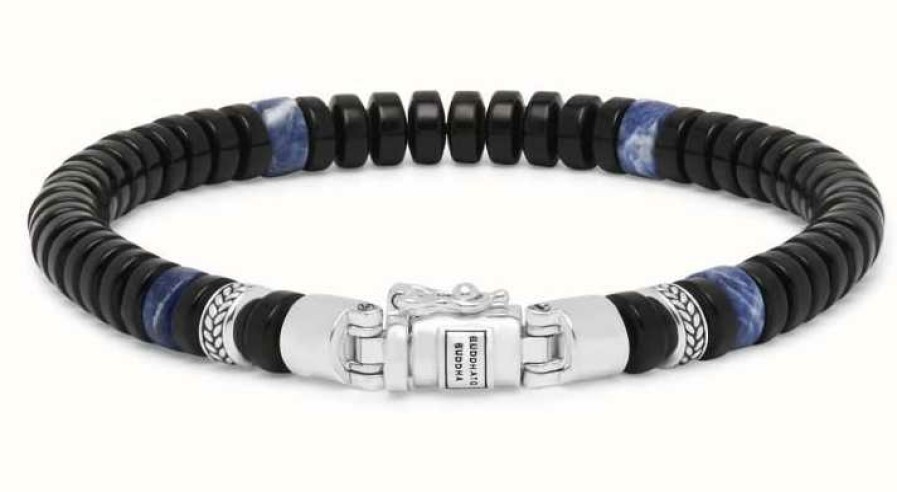 Jewelry Buddha To Buddha Jewellery | Buddha To Buddha Spirit Bead Mini Onyx Sodalite Bracelet Sterling Silver 201Os - (Size E)