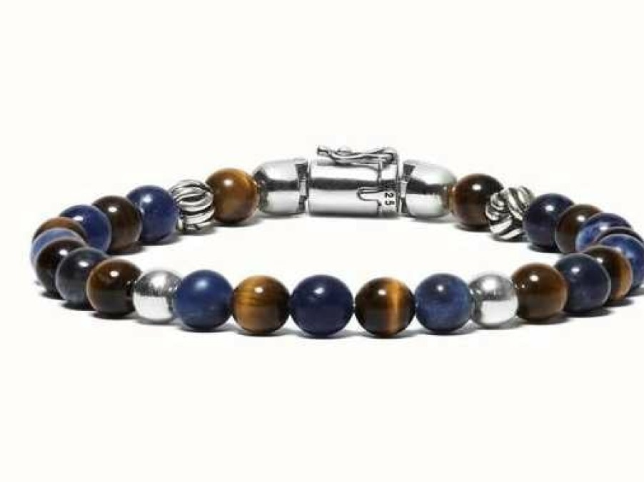 Jewelry Buddha To Buddha Jewellery | Buddha To Buddha 'Spirit Bead Mini Mix' Sodalite Tigereye Sterling Silver Handmade Bracelet - 189Ms - (Size E)