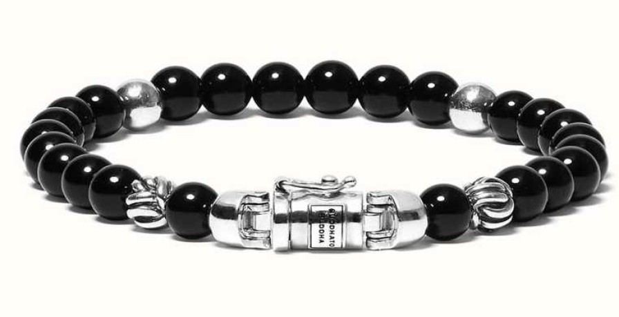 Jewelry Buddha To Buddha Jewellery | Buddha To Buddha 'Spirit Bead Mini' Onyx Sterling Silver Handmade Bracelet - 189On - (Size E)