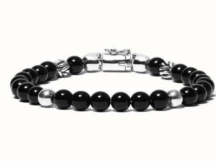 Jewelry Buddha To Buddha Jewellery | Buddha To Buddha 'Spirit Bead Mini' Onyx Sterling Silver Handmade Bracelet - 189On - (Size E)