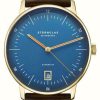 Men'S STERNGLAS | Sternglas Naos Automatic Cambridge Limited Edition (38Mm) Blue Dial / Brown Leather