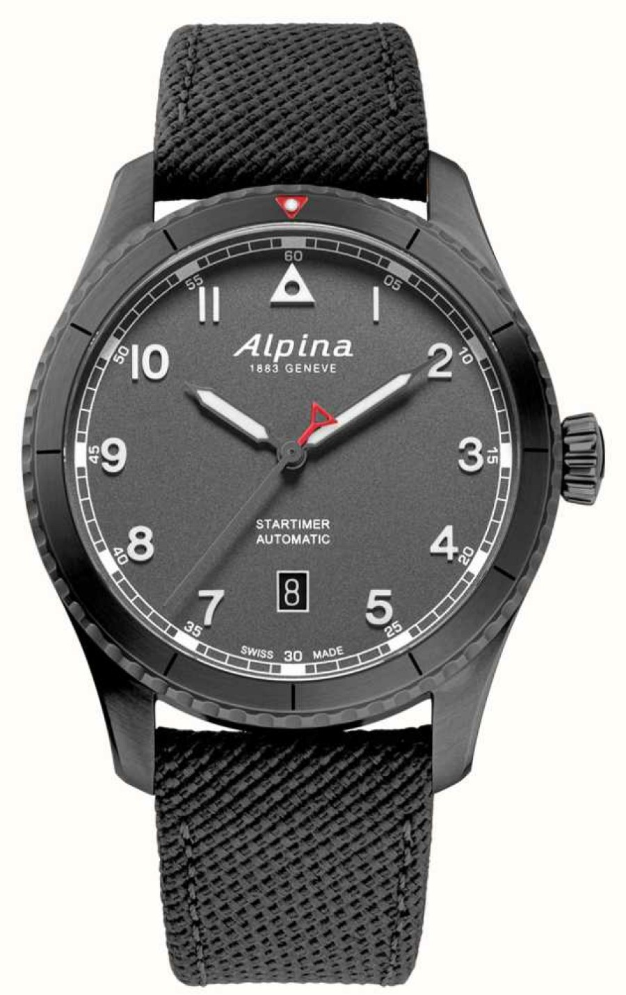 Men'S Alpina | Alpina Startimer Pilot Automatic (41Mm) Grey Dial / Grey Rubber