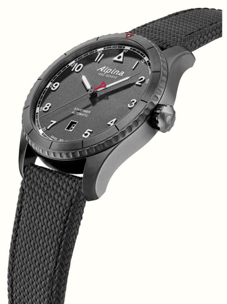 Men'S Alpina | Alpina Startimer Pilot Automatic (41Mm) Grey Dial / Grey Rubber