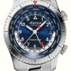 Men'S Alpina | Alpina Startimer Pilot Quartz Worldtimer (41Mm) Blue Dial / Stainless Steel