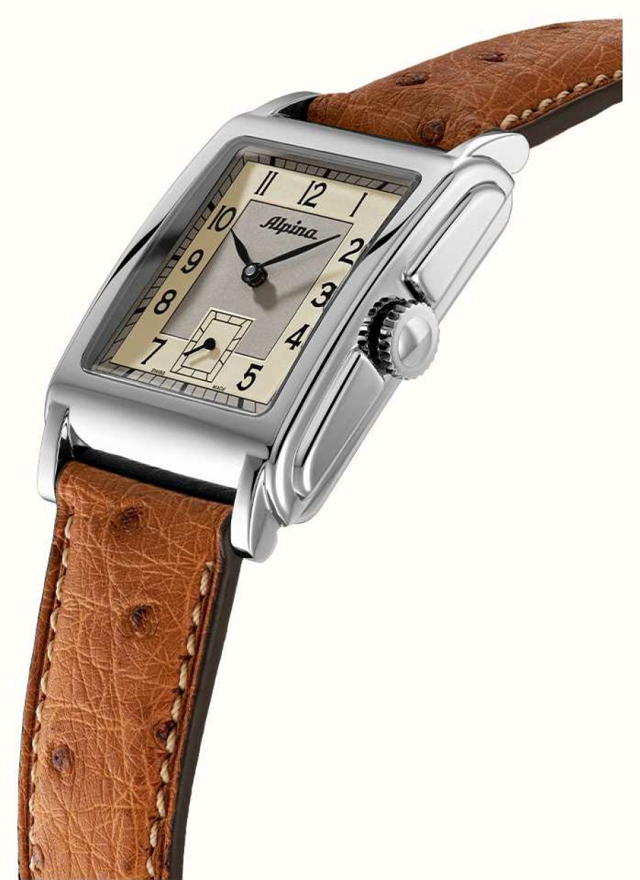 Men'S Alpina | Alpina Alpiner Heritage Caree Automatic (32.5Mm) White Dial / Brown Leather Strap