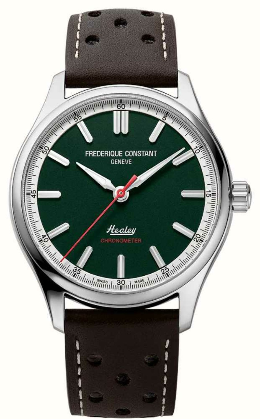 Men'S Frederique Constant | Frederique Constant Vintage Rally Healey Automatic Cosc (40Mm) Green Dial / Brown Leather Strap