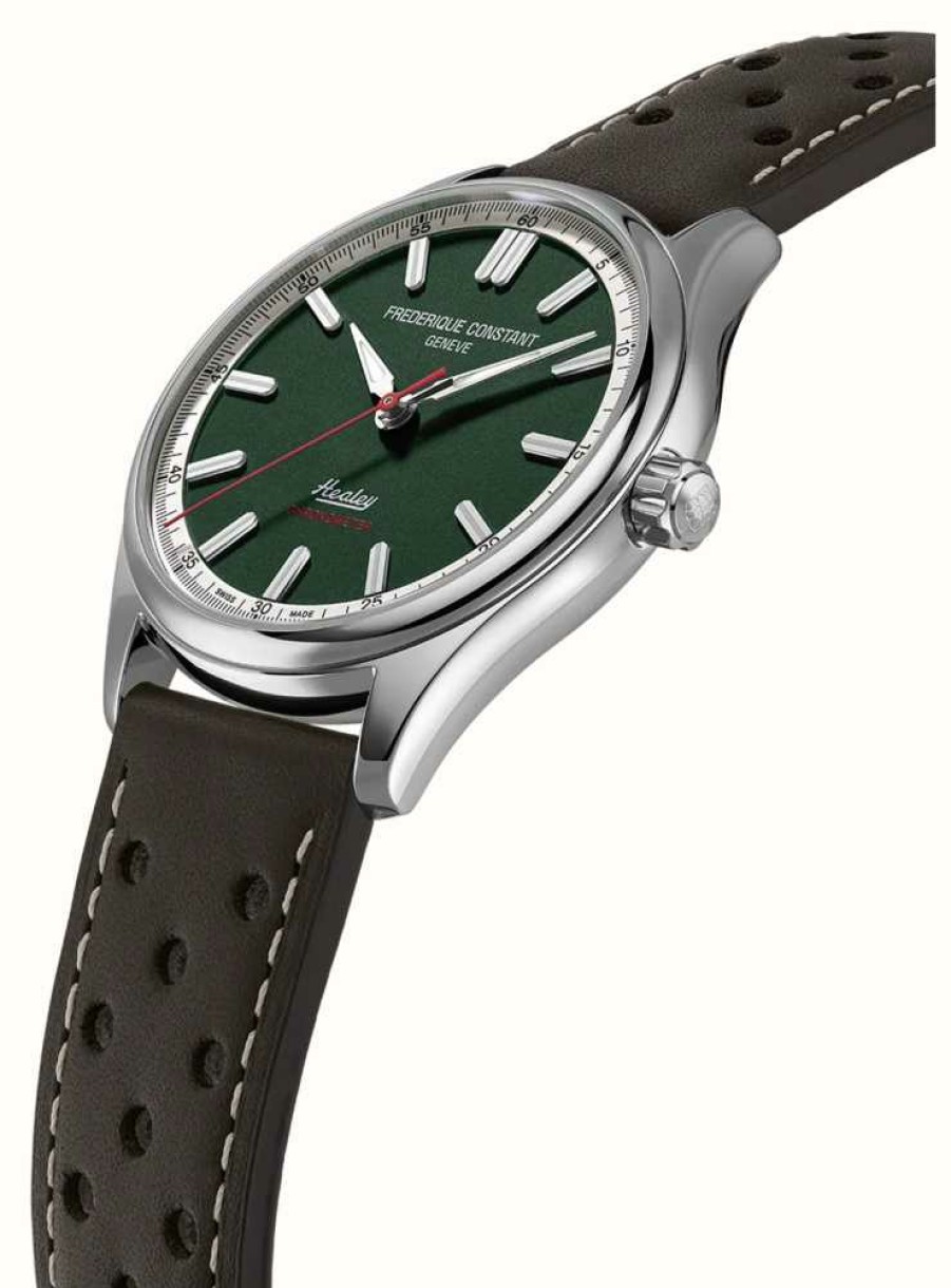 Men'S Frederique Constant | Frederique Constant Vintage Rally Healey Automatic Cosc (40Mm) Green Dial / Brown Leather Strap