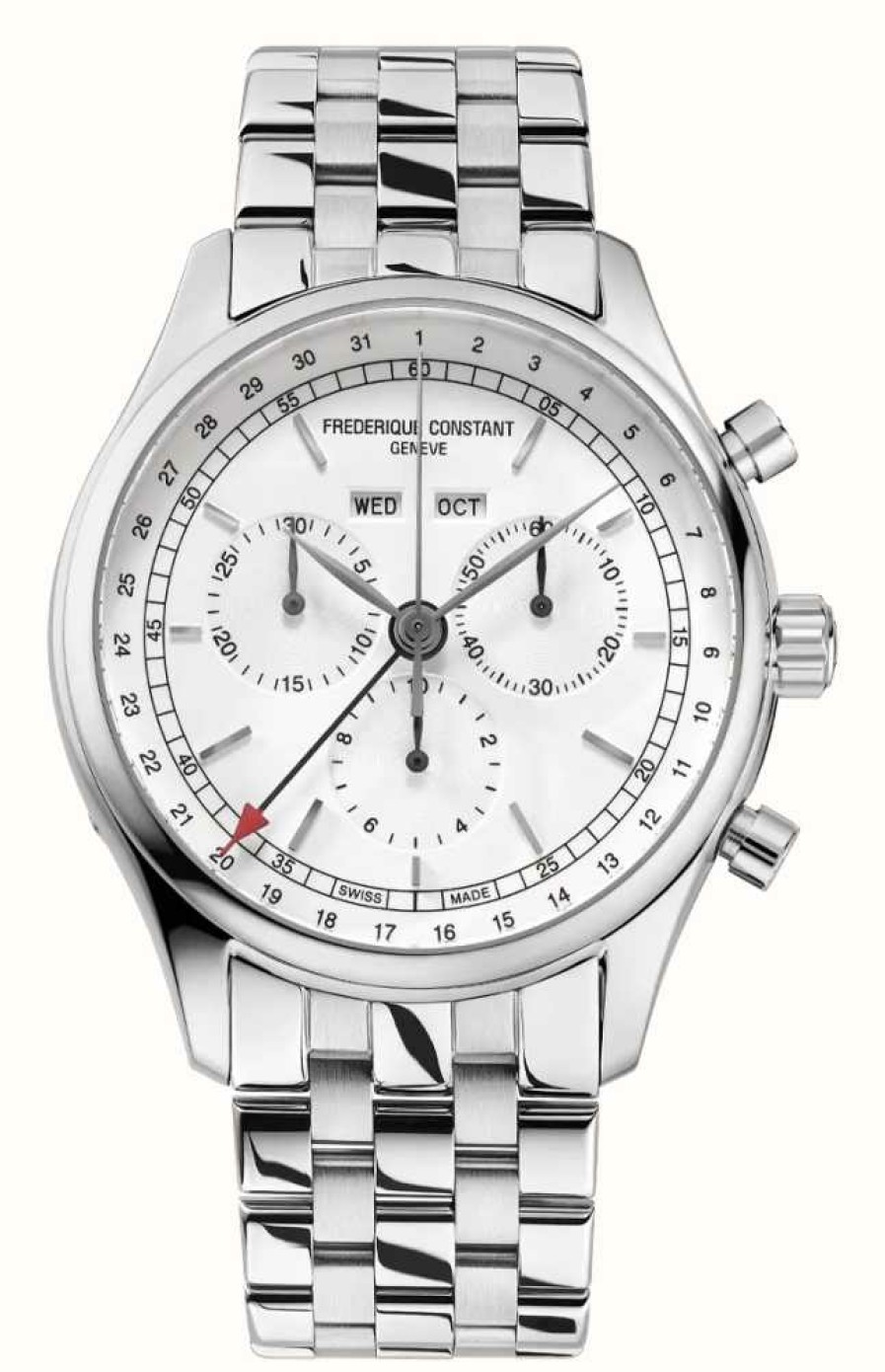 Men'S Frederique Constant | Frederique Constant Classics Quartz Chronograph Triple Calendar (40Mm) Silver Dial / Stainless Steel